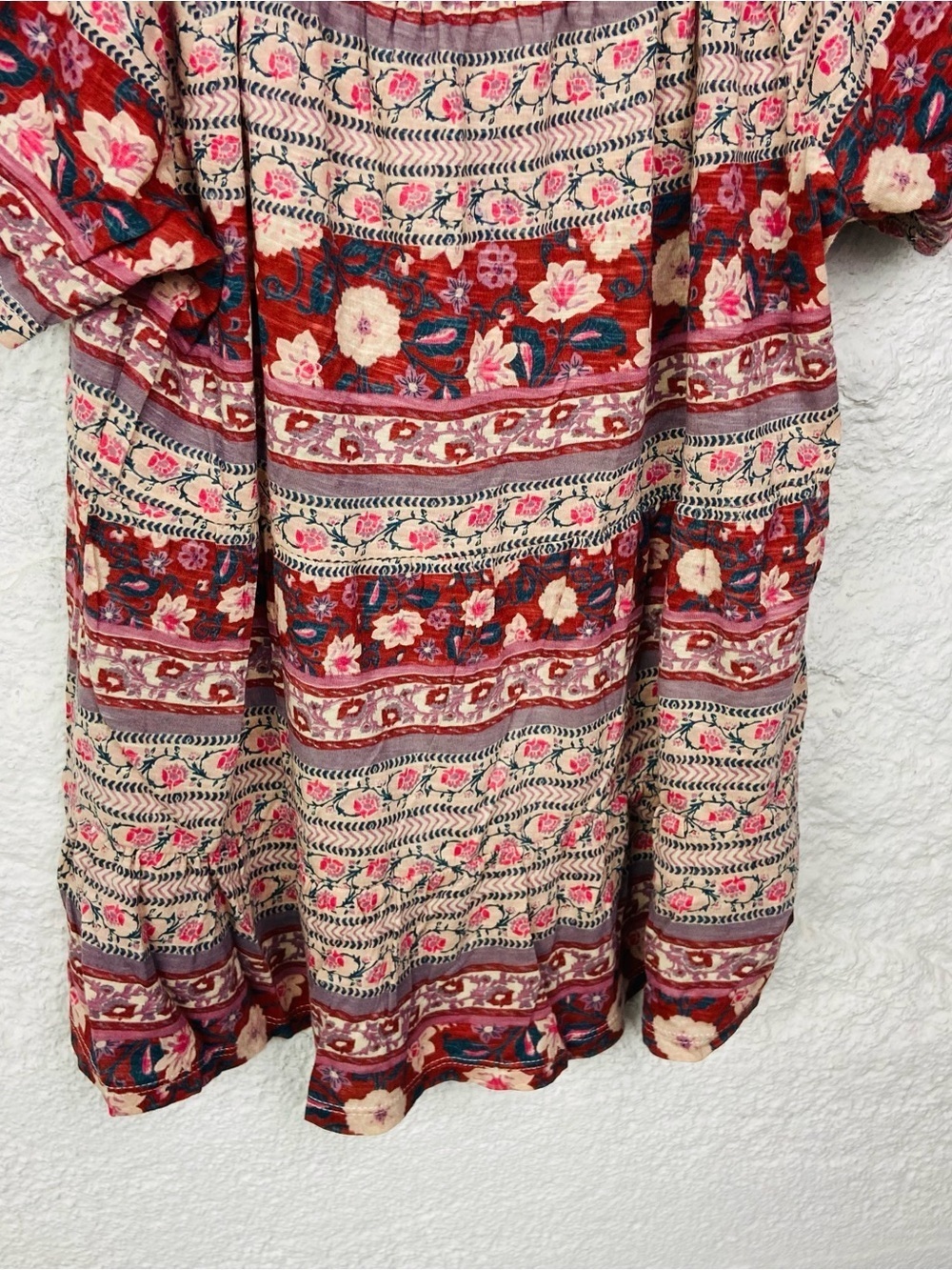 NWT Lucky Brand pink & cream cotton bohemian Floral Peasant Top size small - Picture 12 of 14
